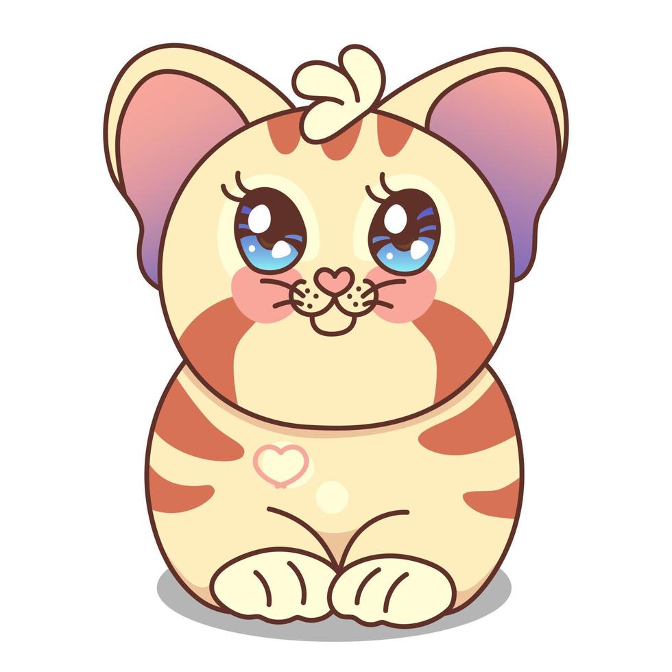 Fat cat. Kawaii character. Vector illustration isolated.