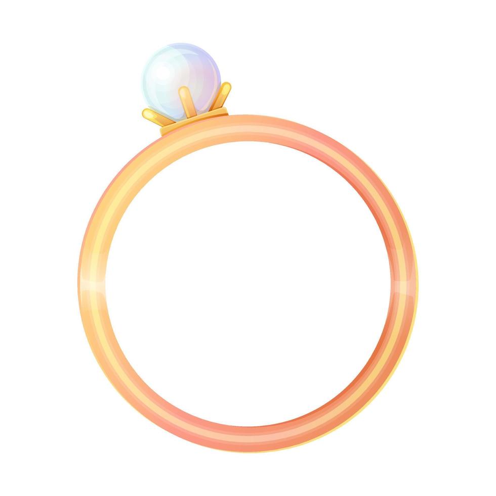 Diamond ring sticker. Blue shine brilliant, gem stone. Wedding accessory in cartoon style. Vector illustration isolated on white.