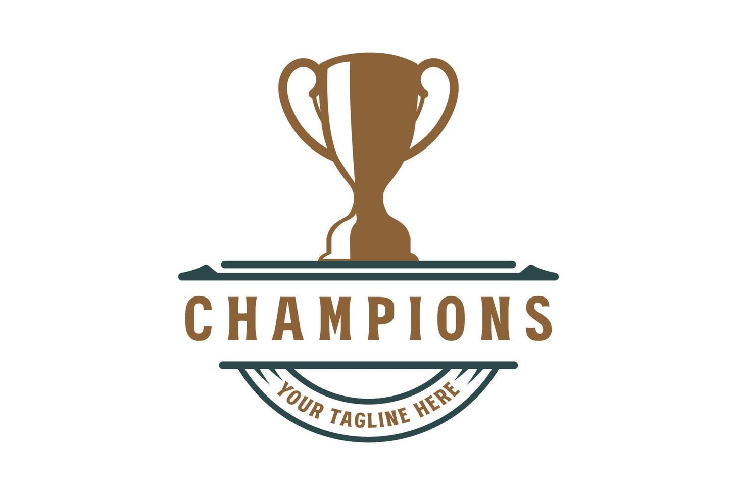 Vintage Retro Champion Trophy Cup for Sport Bar Club Logo Design Inspiration vector