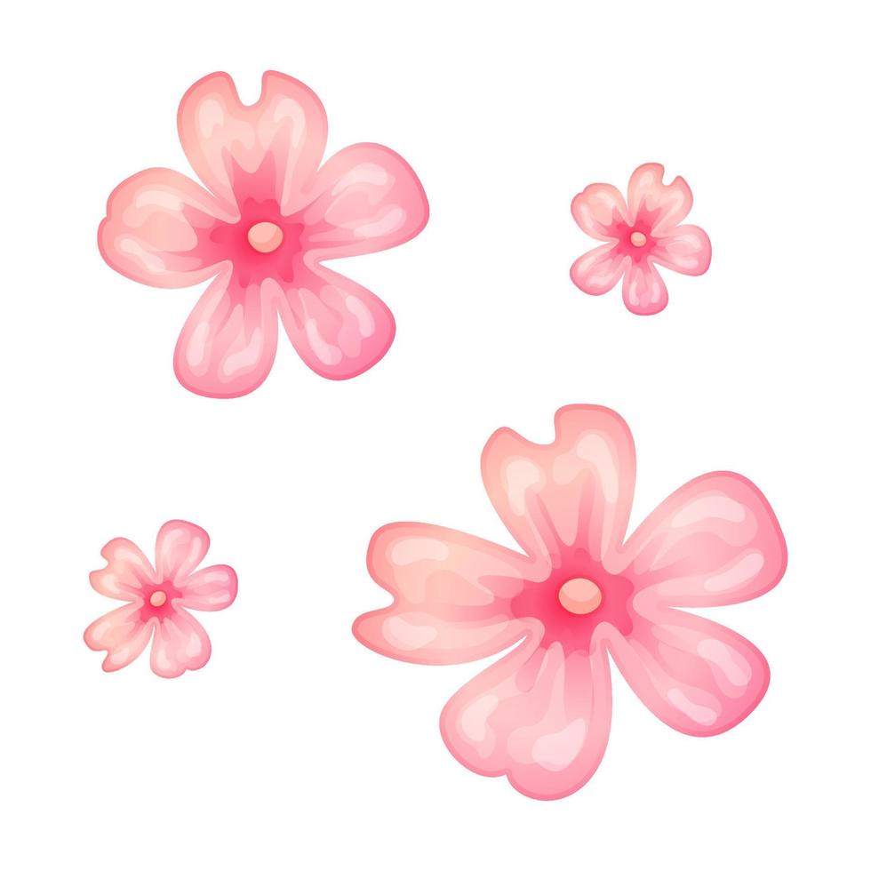 primavera sakura Cereza floreciente flores ramo de flores en dibujos animados estilo. vector ilustración aislado en blanco antecedentes.