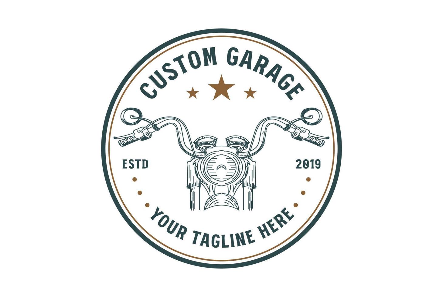 Retro Vintage Motorcycle for Biker Custom Club Garage Workshop Logo Design vector