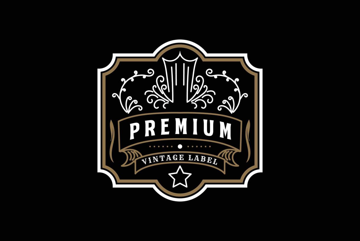 Vintage Retro Premium Quality Badge Emblem Label Stamp Logo Design Vector