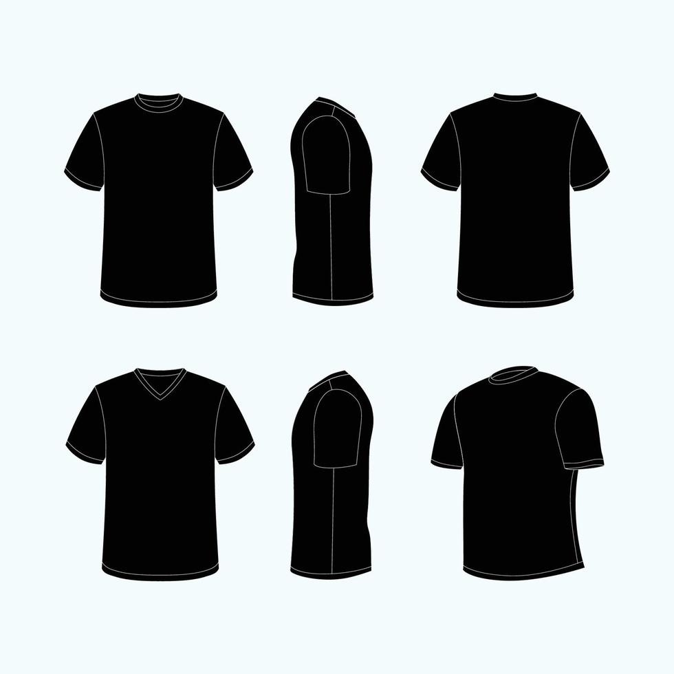 Outline Black T-Shirt Mock up Template vector