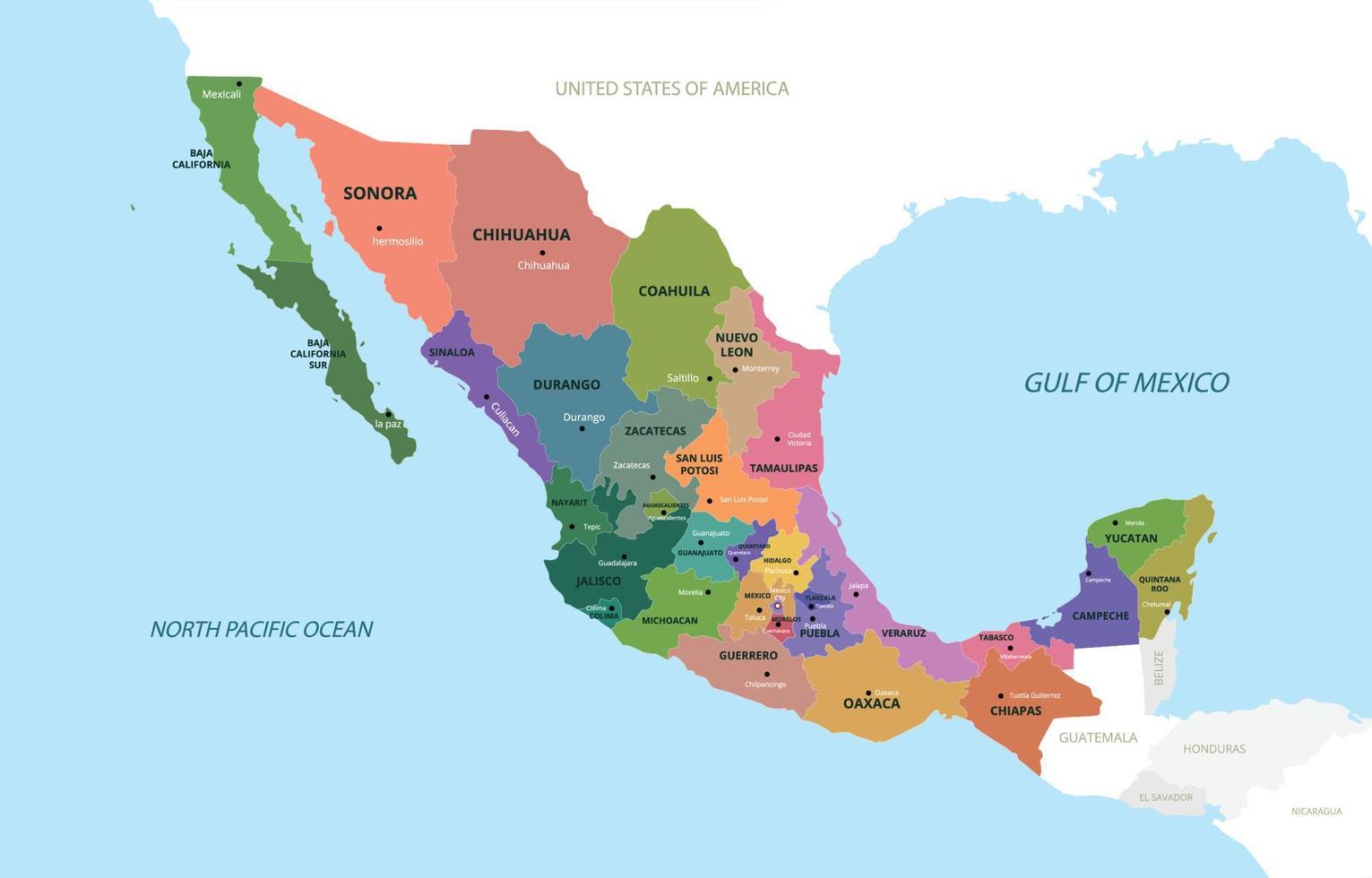 mexico detallado país mapa diseño concepto vector