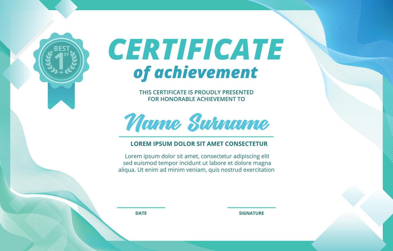 Creative Certificate Of Achievement Template 21920039 Vector Art at ...