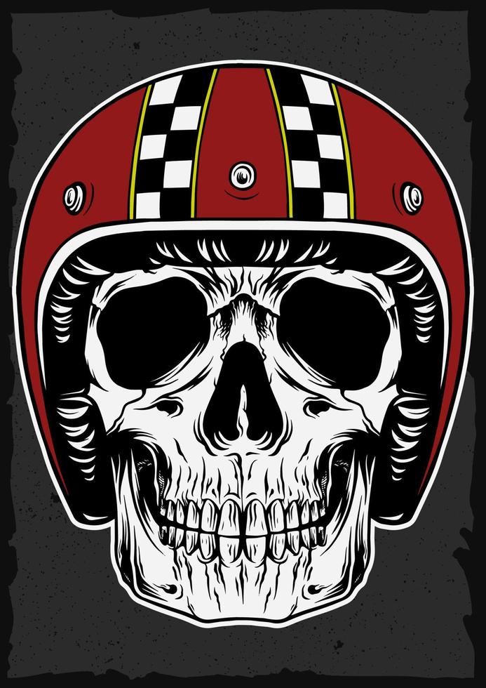 Skull With Retro Helmet Vector Illustration