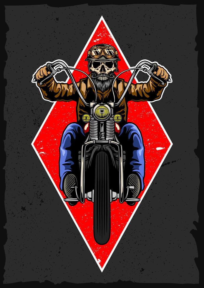 Skull Riding Motorcycle Vector Illustration