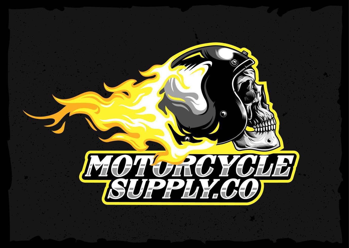 Vintage Burning skull helmet Emblem. Classic motorcycle design  logo badge vector