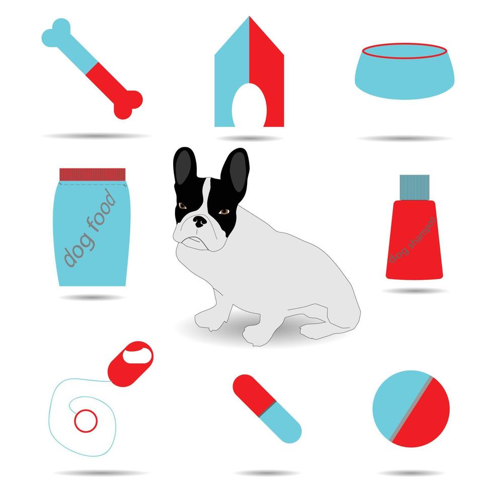 Color set of care and vet dog vector
