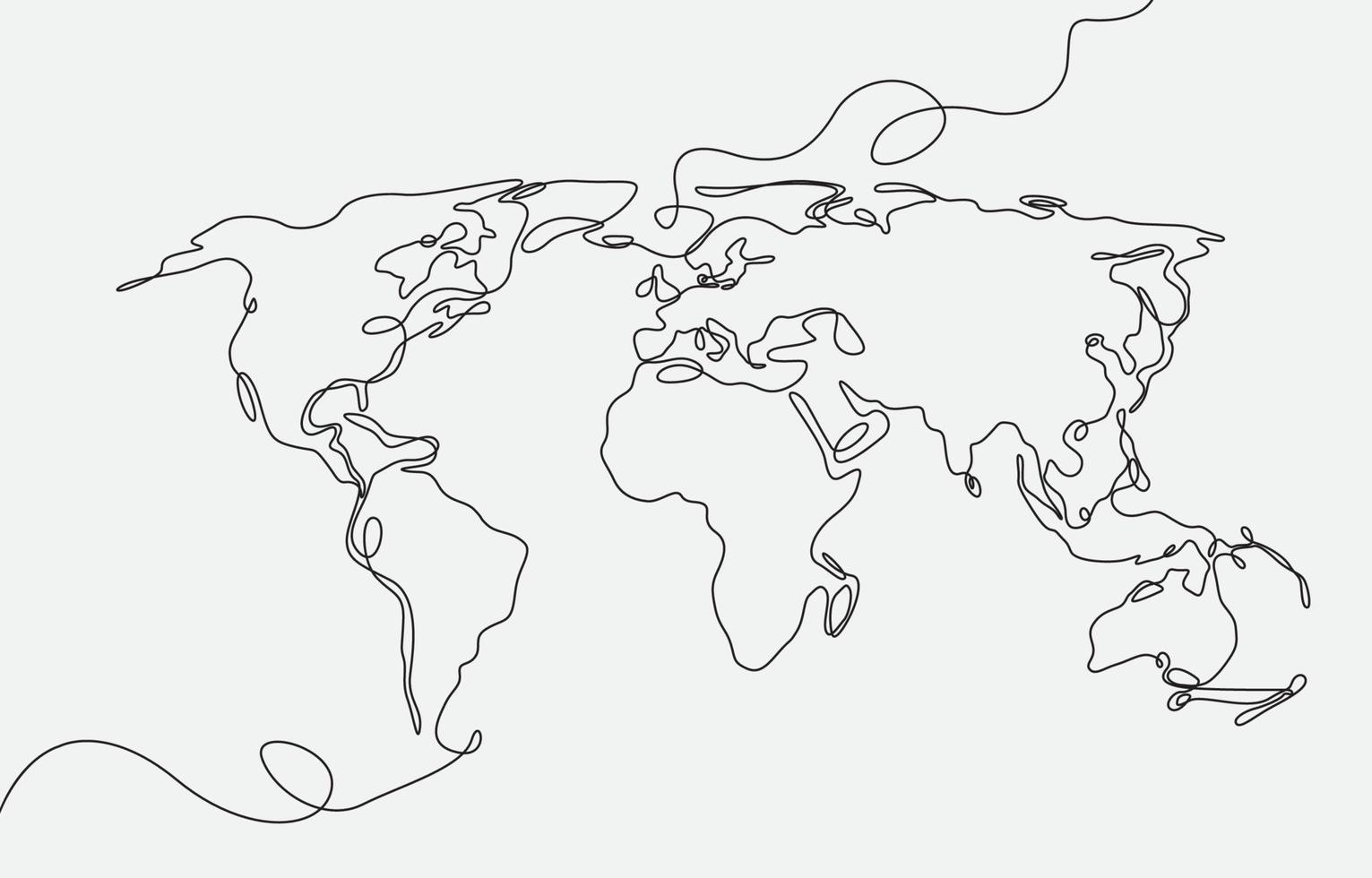 World Map in One Stroke vector