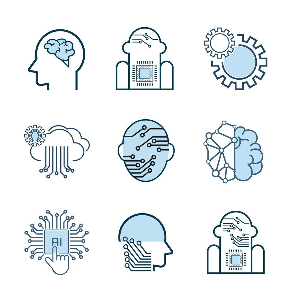 The artificial intelligence-AI groups of icons, symbols in Groups of isorated white background design Collection vector