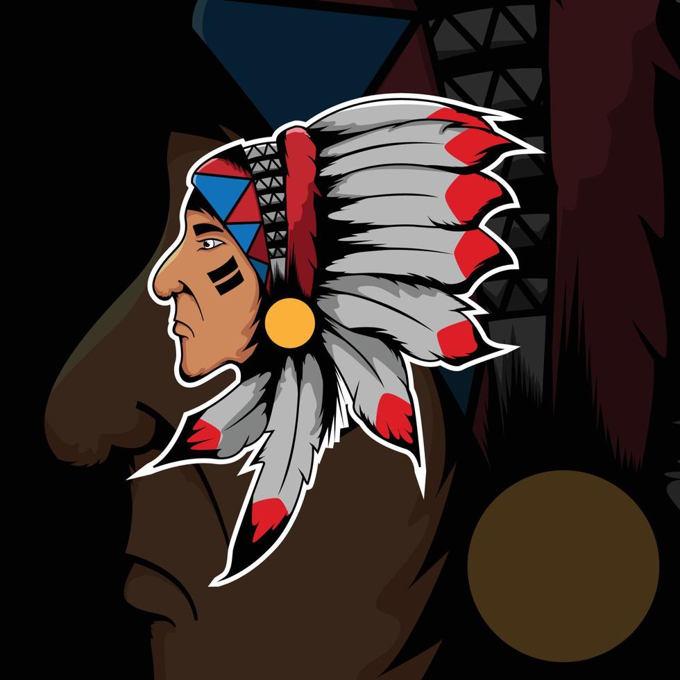 indians warrior head vector art