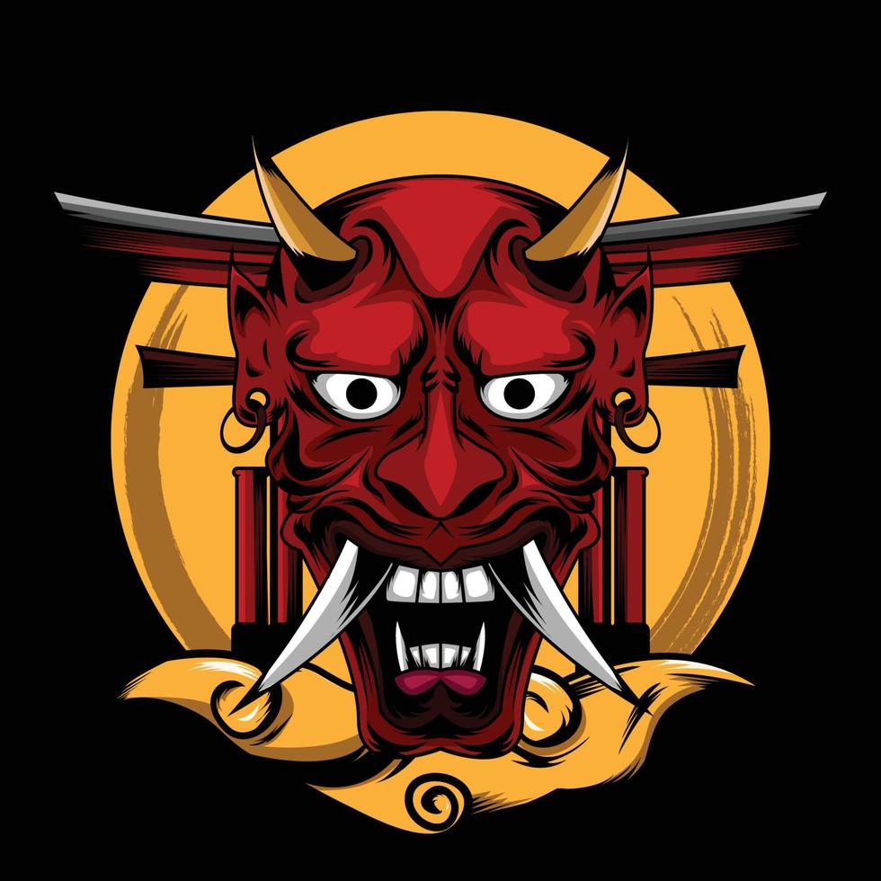 oni mask from culture of japan vector