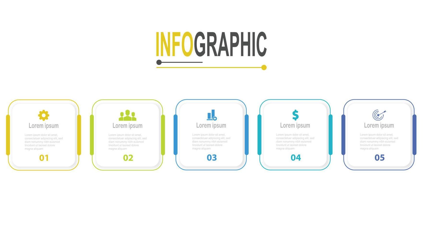 5 steps Square frame Infographic template business data illustration vector
