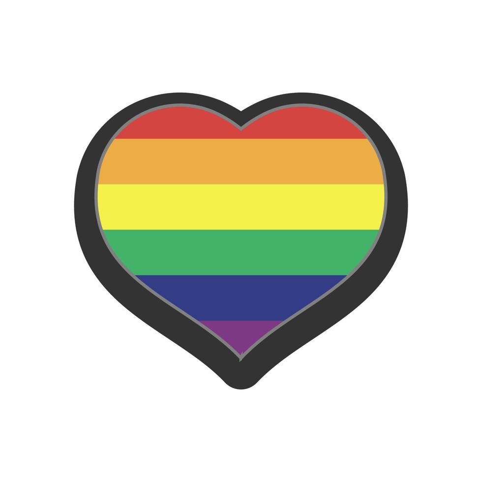 Rainbow flag in heart shape. Pride LGBTQ love. Lesbian, gay, bisexual, transgender, queer symbol. Flat icon isolated on white background vector