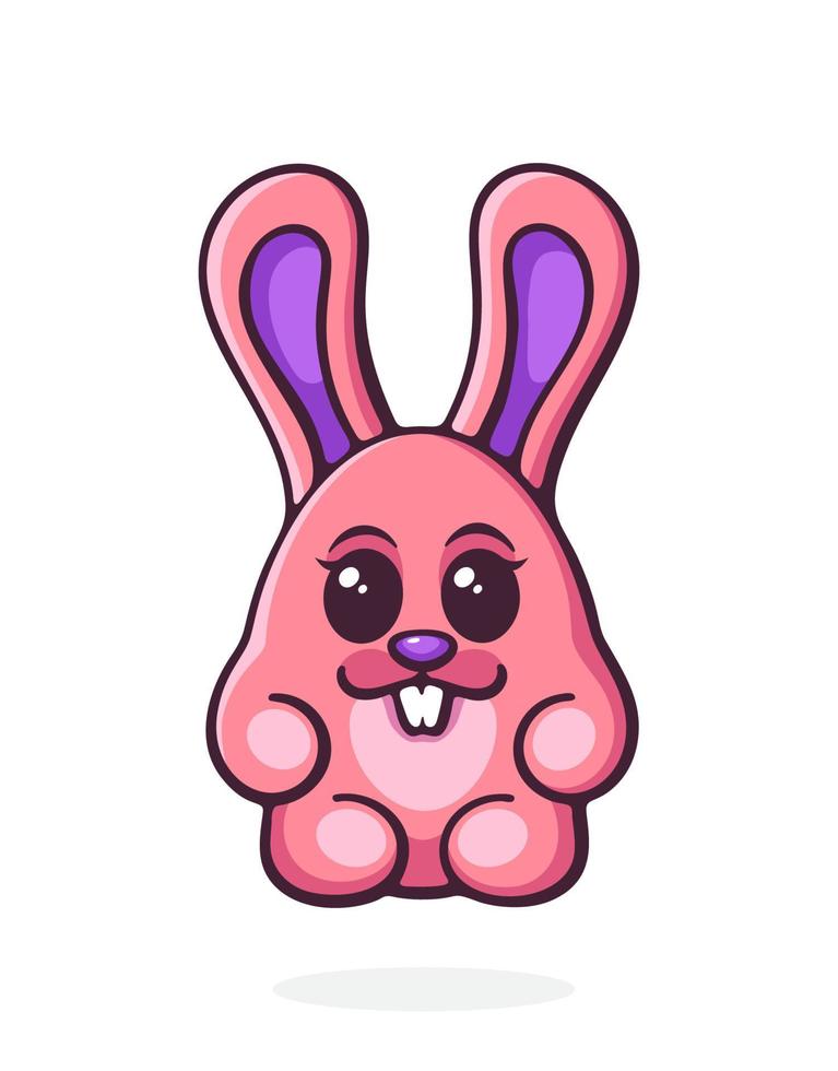 Cute Easter rabbit egg girl. Ester symbol bunny. Sticker in cartoon style with contour vector