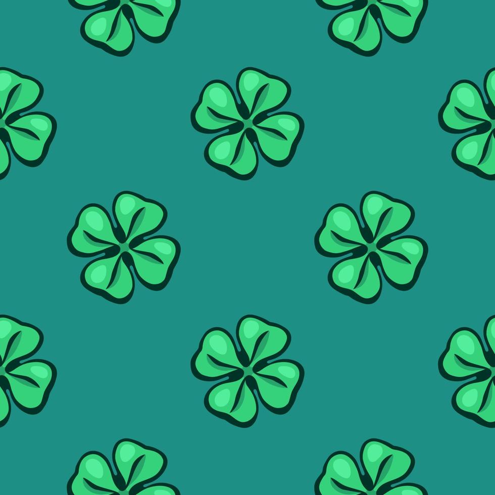 Seamless pattern with green clover leafs vector