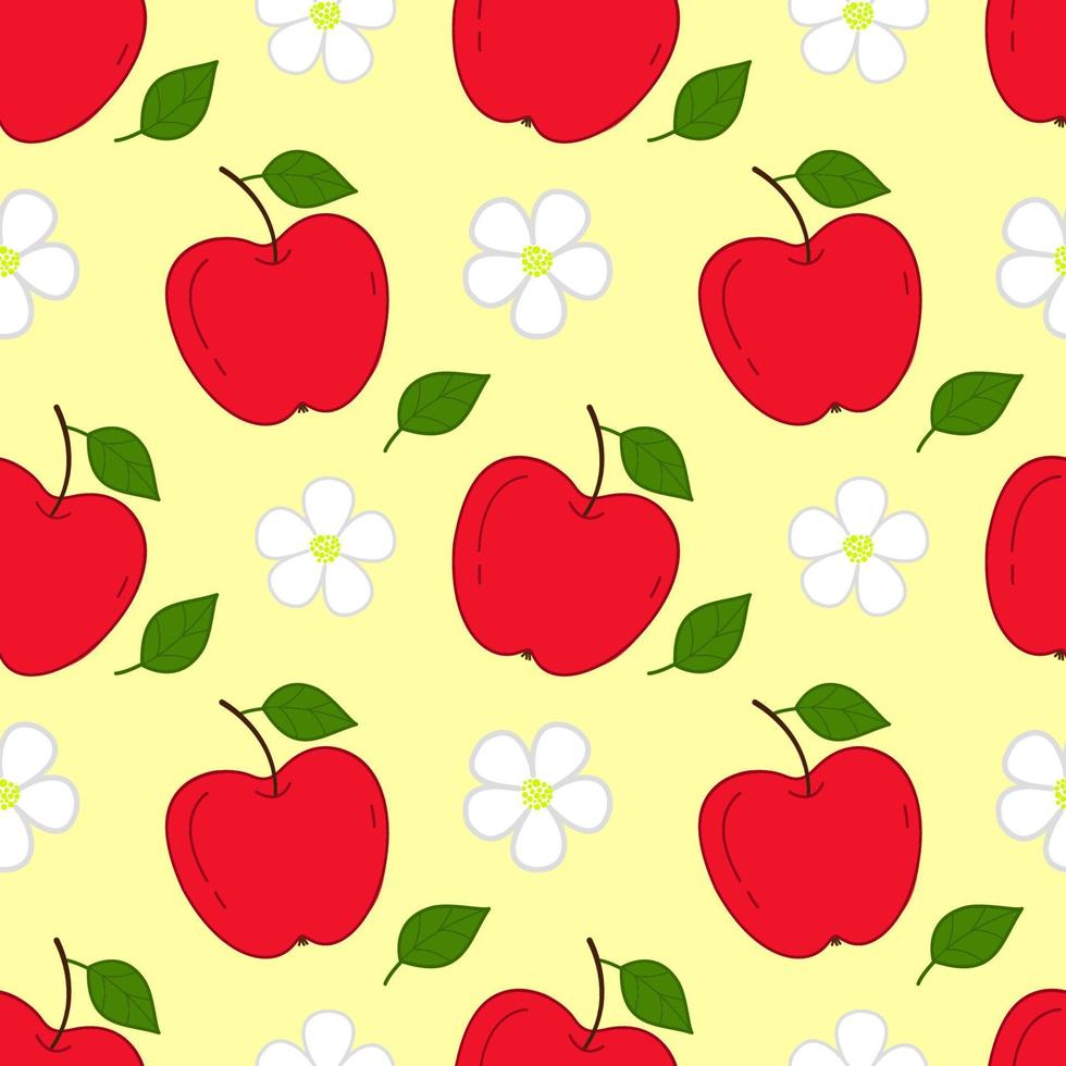 sin costura modelo de rojo manzanas y flores antecedentes de Fresco orgánico sano frutas vector