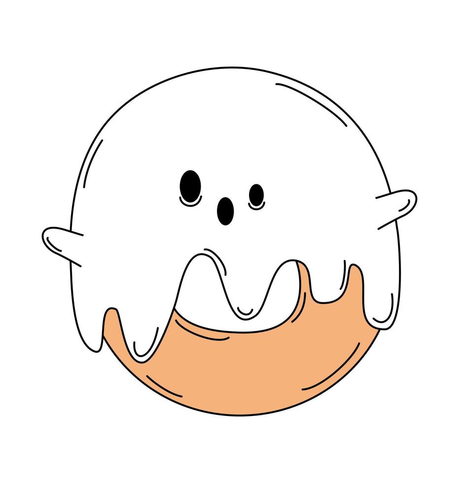 Cute cartoon character donut ghost halloween vector illustration
