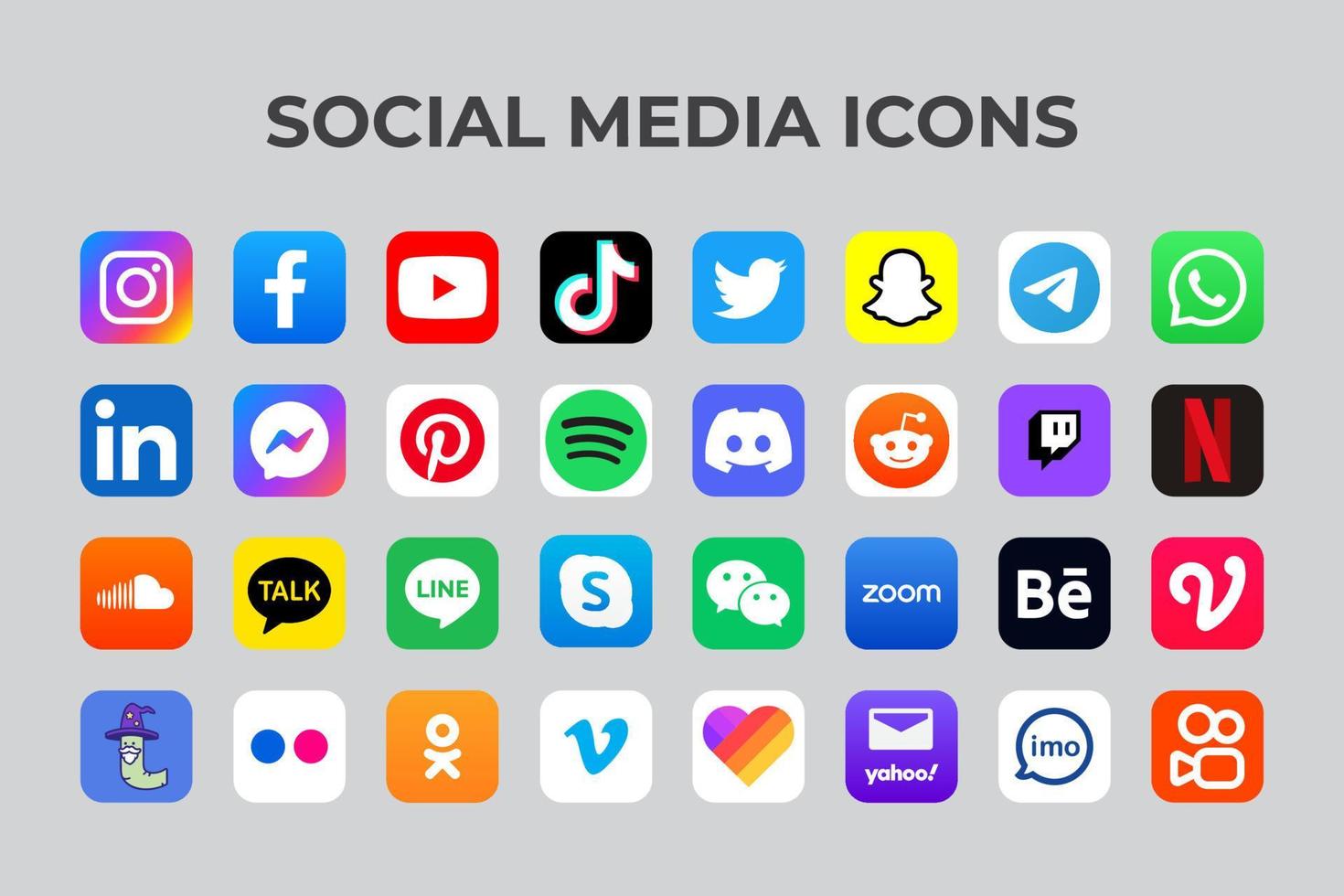 Set of Popular social media icons vector