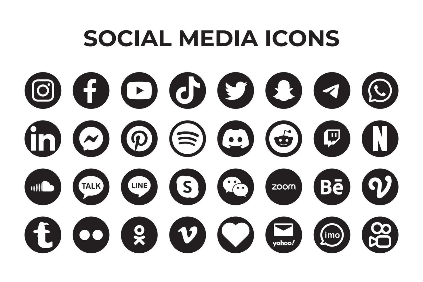 Set of Popular social media icons vector