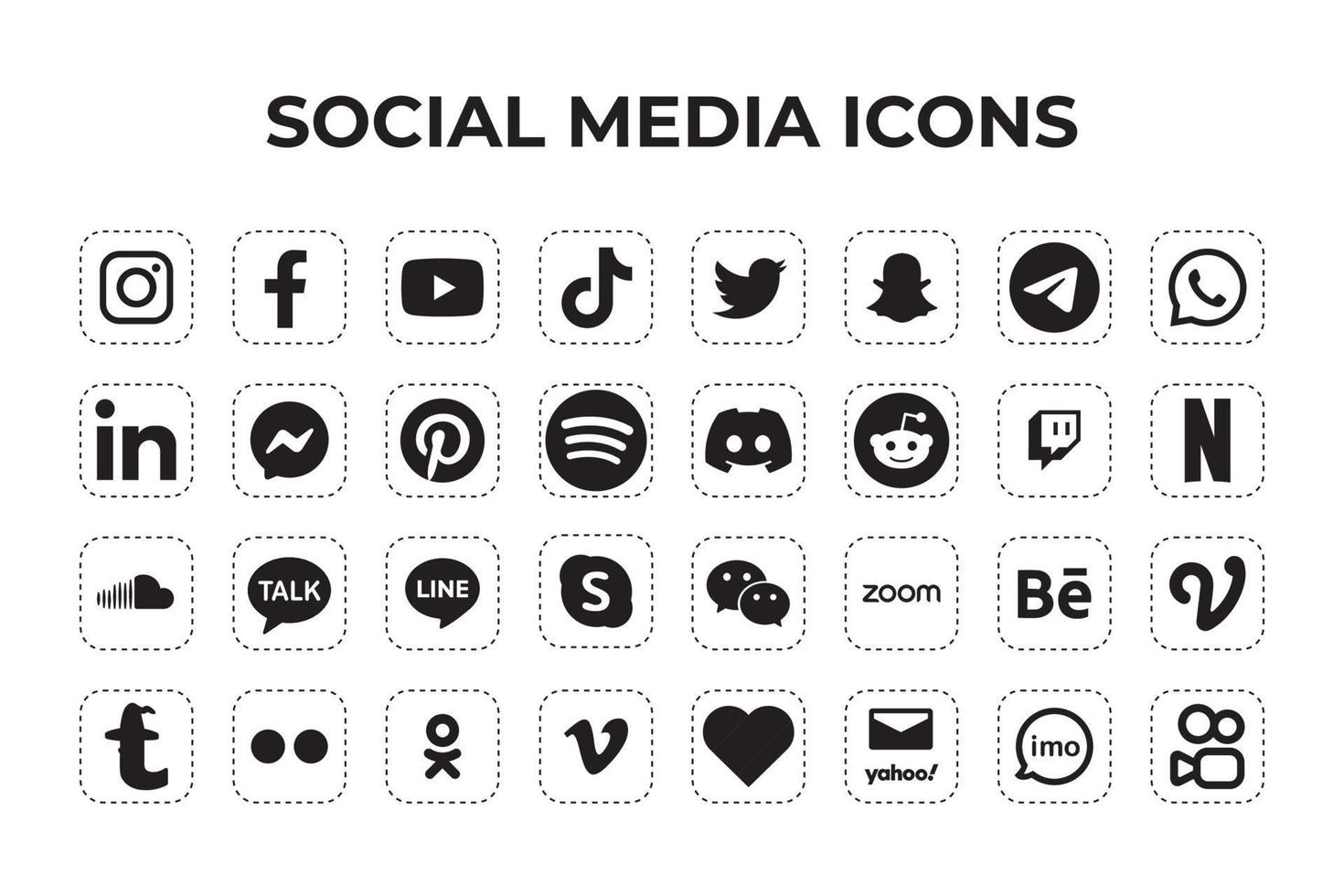 Set of Popular social media icons vector