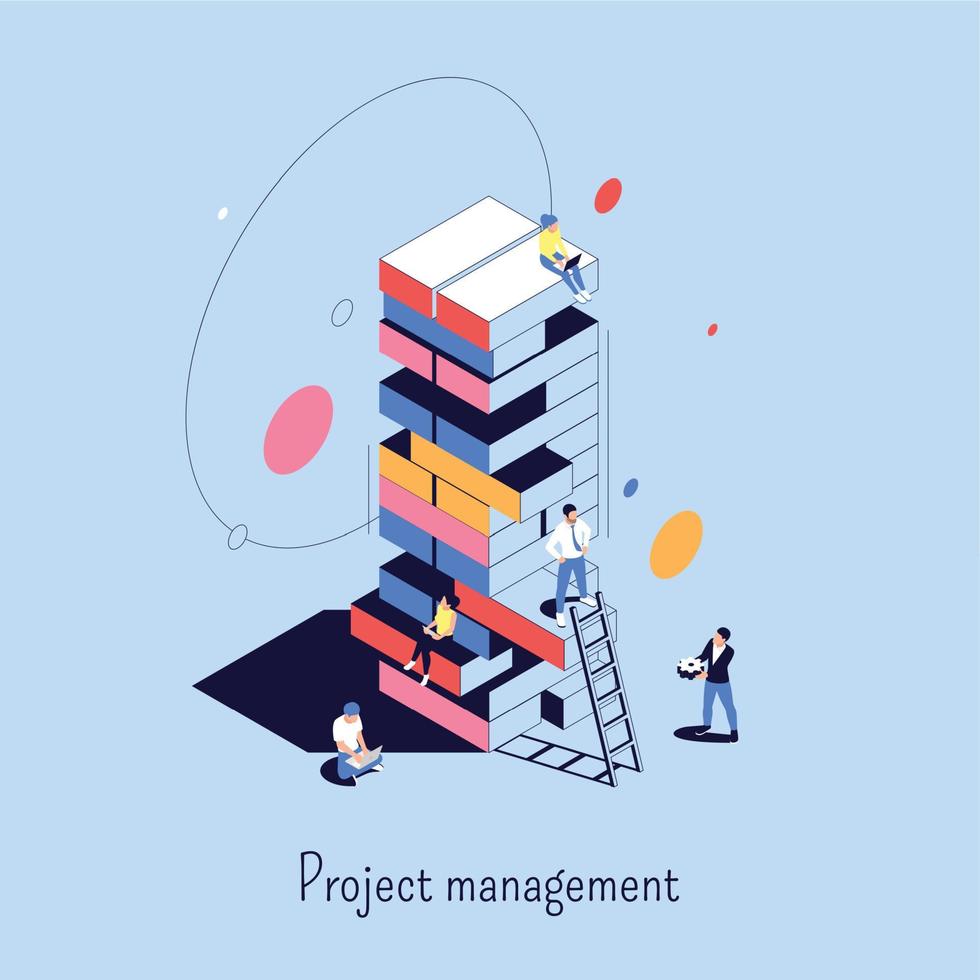 Project Management Isometric Background vector