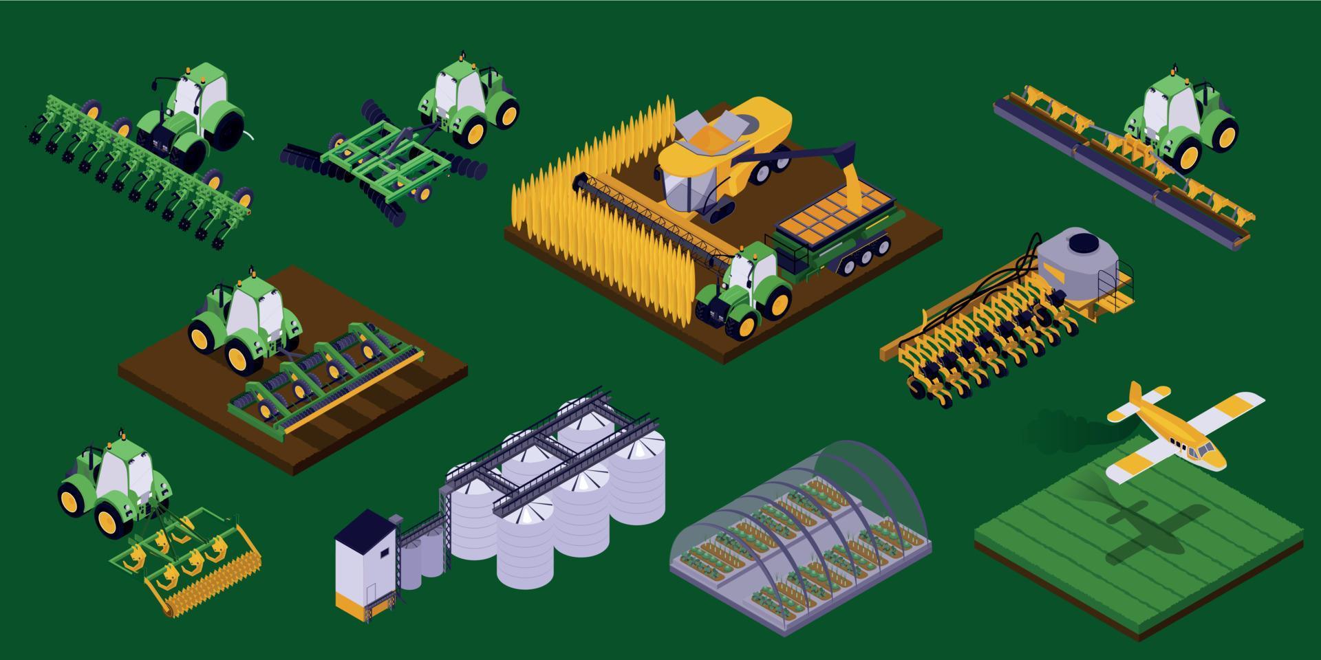 agrícola isométrica conjunto vector