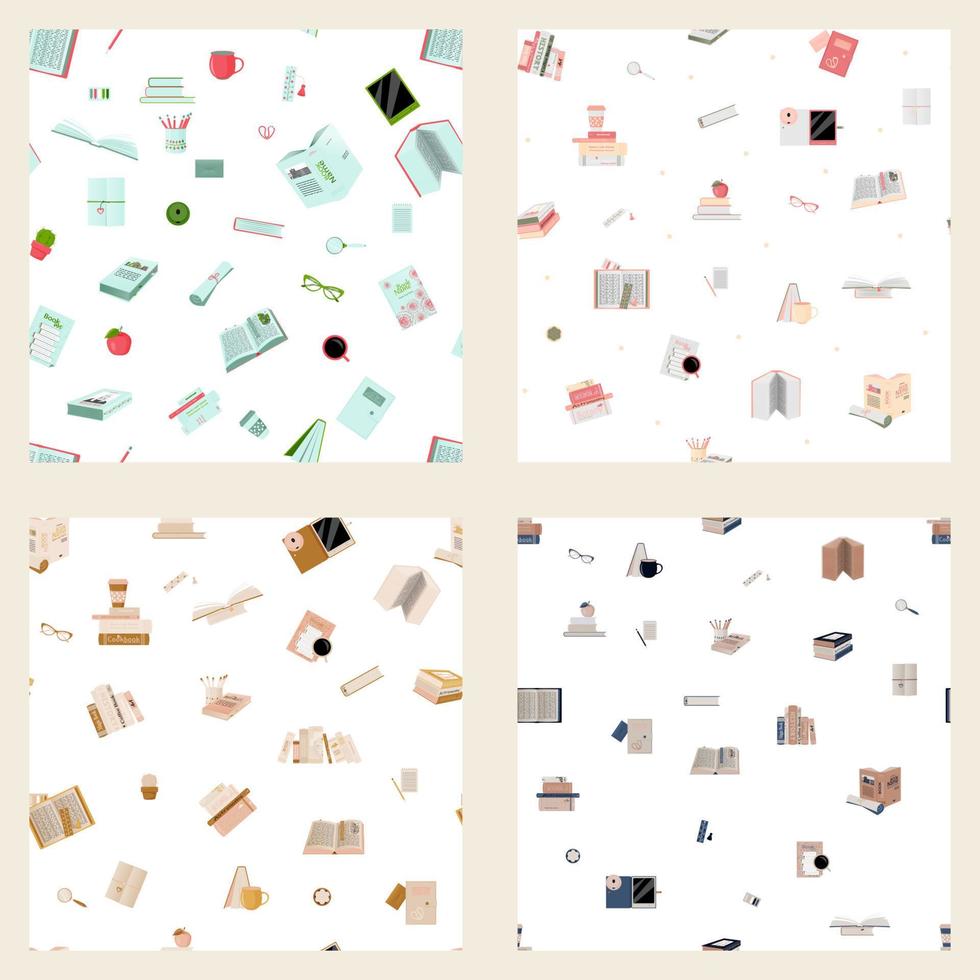 SET of four book patterns vector