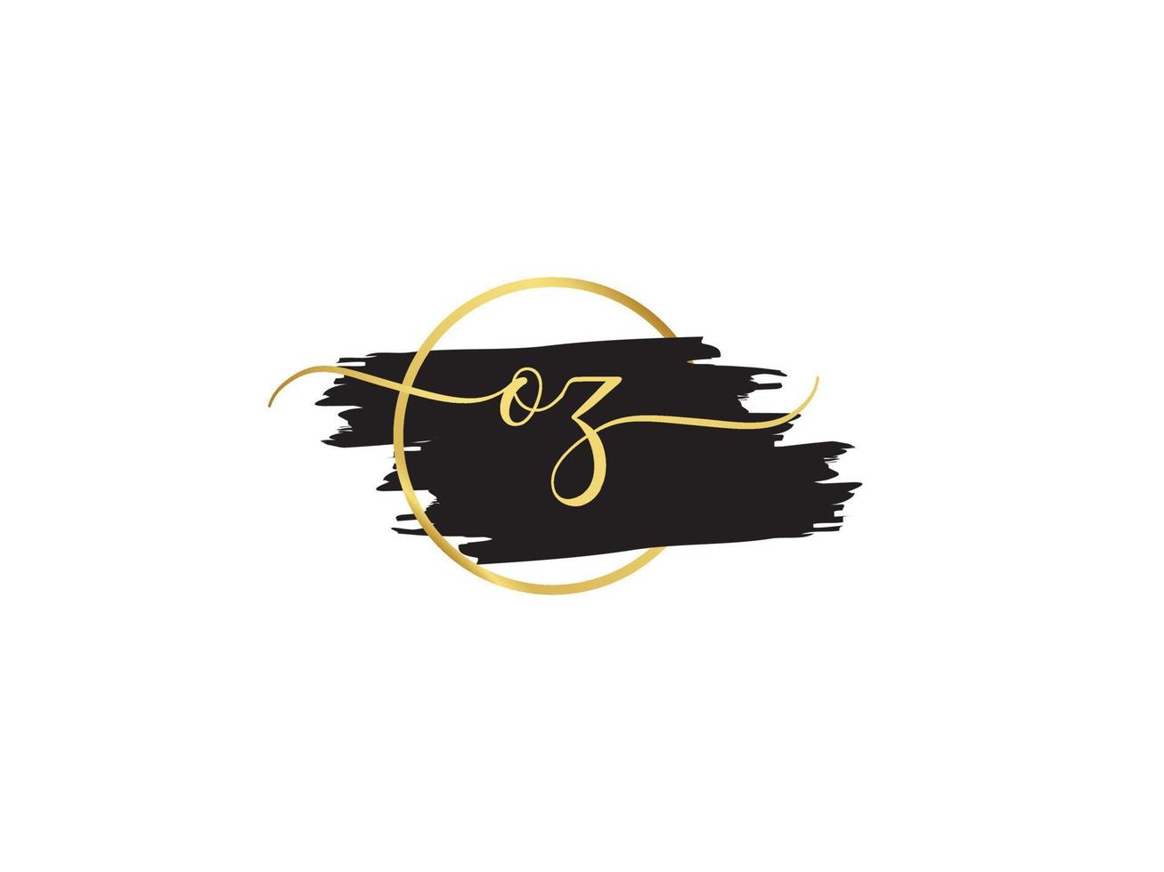Minimal OZ Logo Icon, Golden OZ Signature Letter Logo Icon Vector