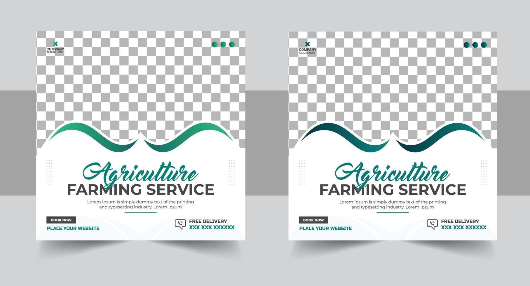 Agro farm services social media post banner template design and Agricultural and farming web banner template design vector