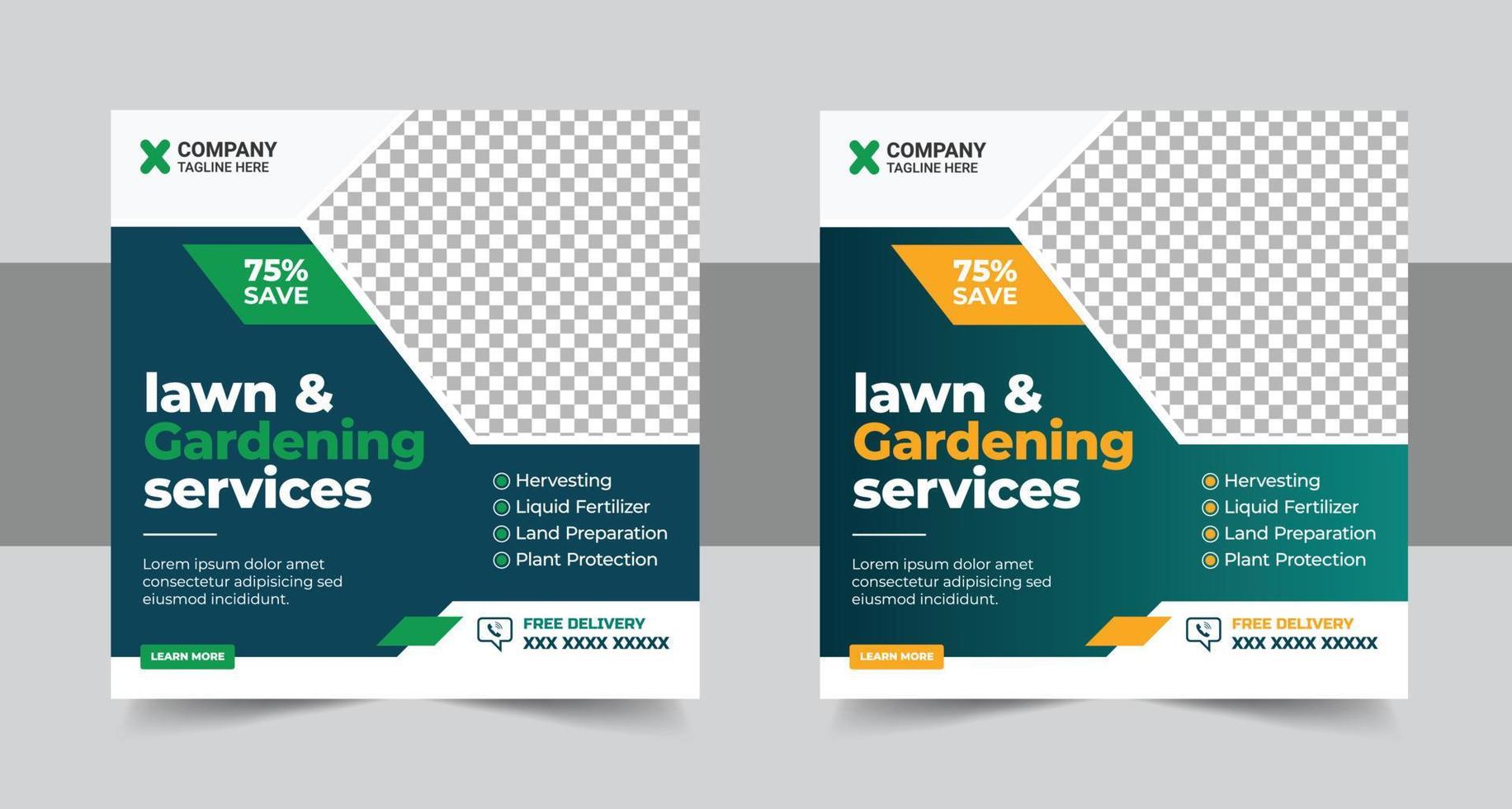 Agro farm services social media post banner template design and Agricultural and farming web banner template design vector