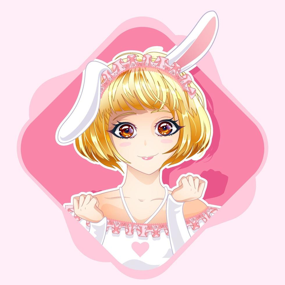 Cute portrait of a girl with banni ears. vector