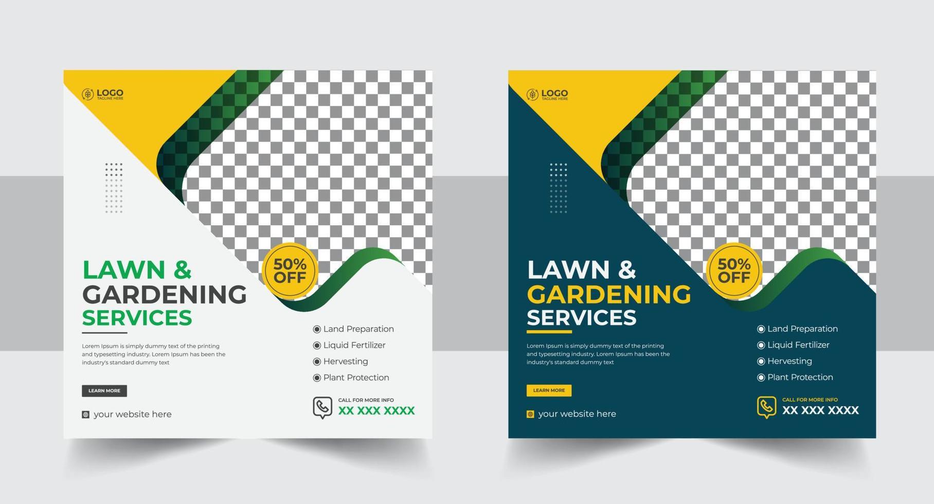 agriculture farming services or Lawn Mower Garden Service Social Media post banner and cover template or agro farm, agriculture, farming, organic farm vector