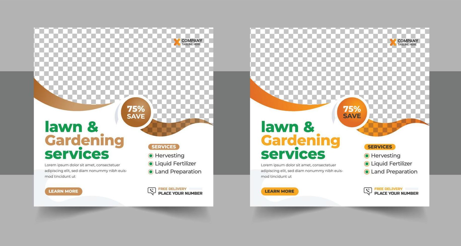 agriculture farming services or Lawn Mower Garden Service Social Media post banner and cover template or agro farm, agriculture, farming, organic farm vector