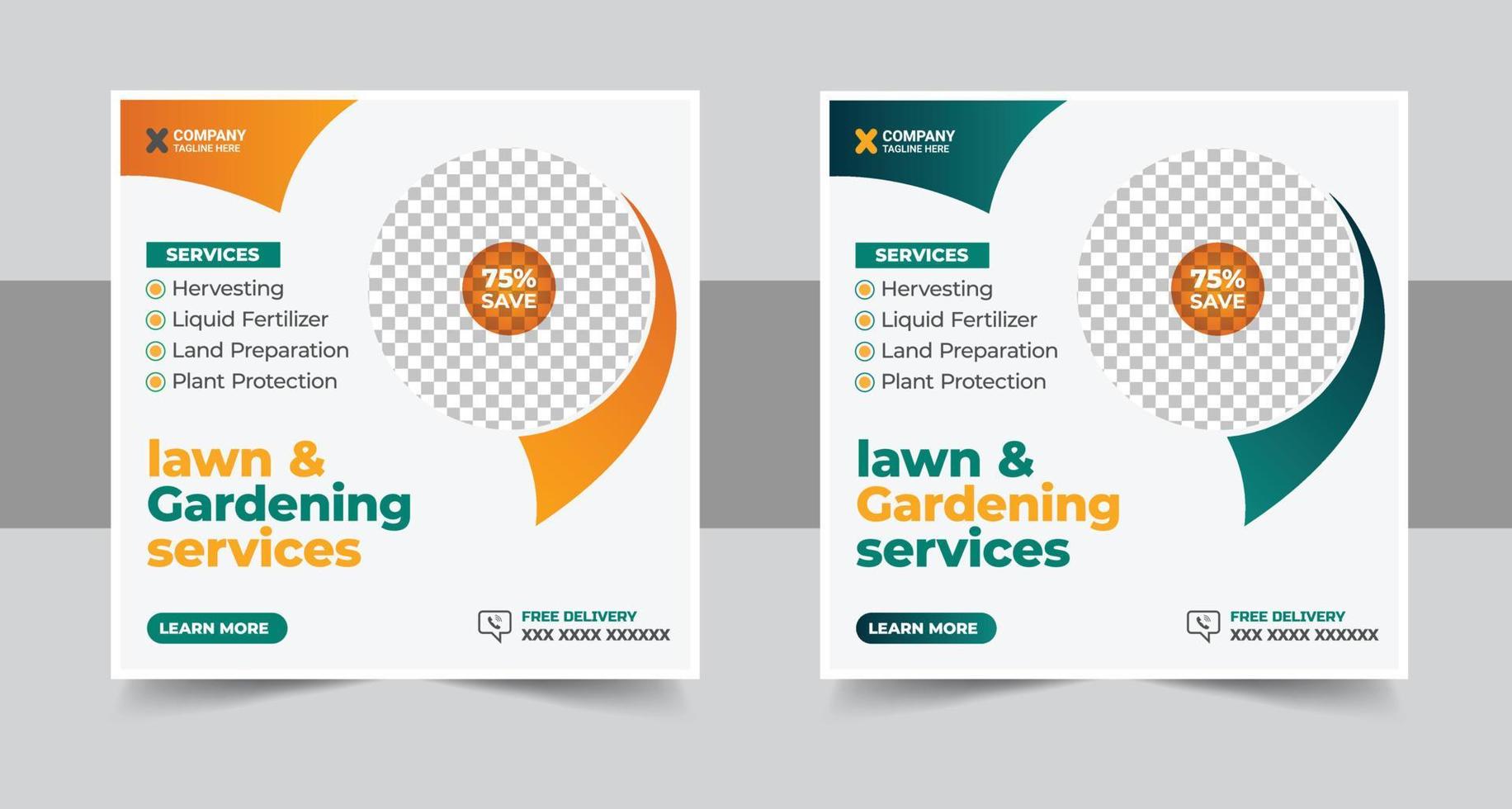 agriculture farming services or Lawn Mower Garden Service Social Media post banner and cover template or agro farm, agriculture, farming, organic farm vector