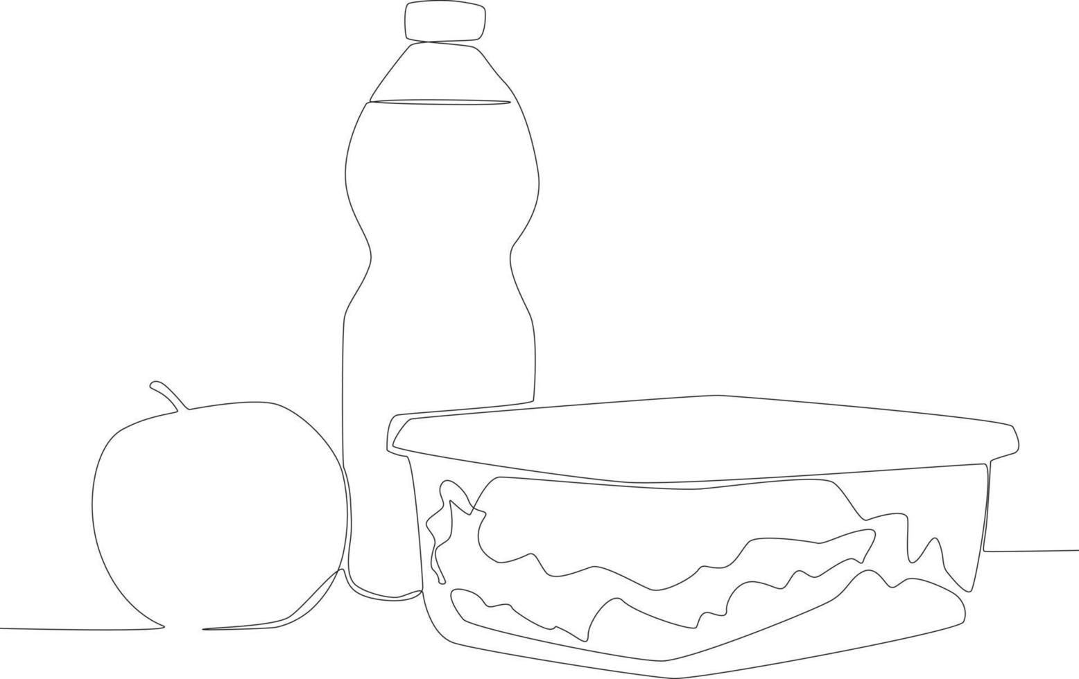 un almuerzo menú para colegio uno línea dibujo vector