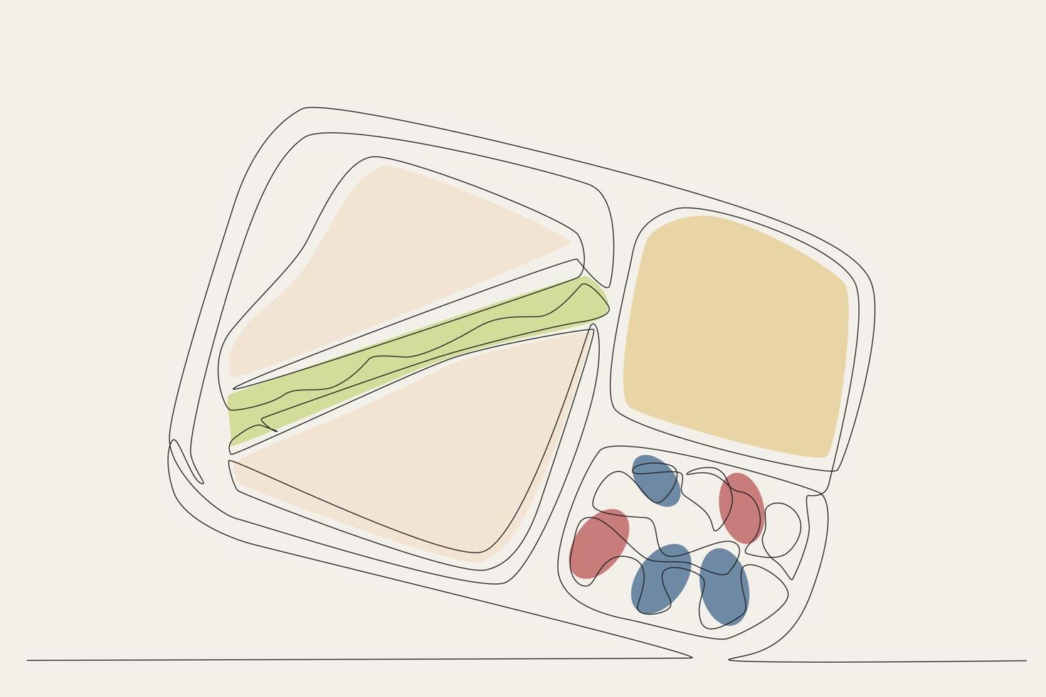 color ilustración de un almuerzo menú para colegio uno línea dibujo vector