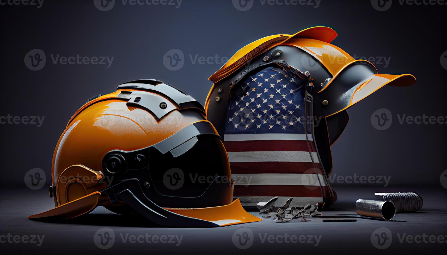 tools near the helmet labor day concept photo