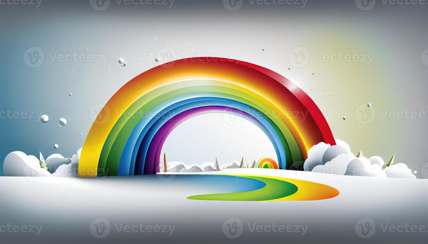 001 June rainbow white background scene Pride Month and Day love conquers all photo