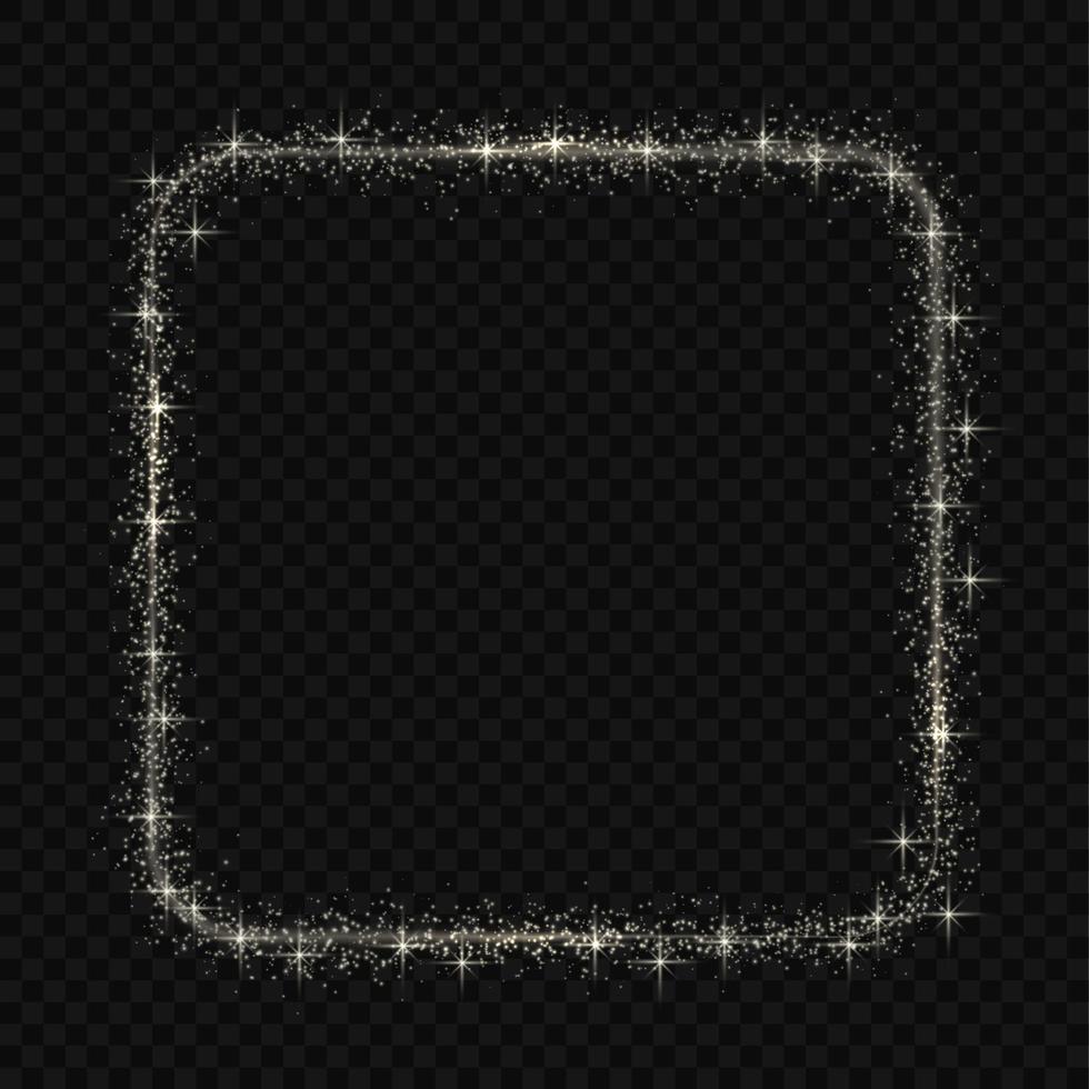 Square frame with Magic light glow effect vector