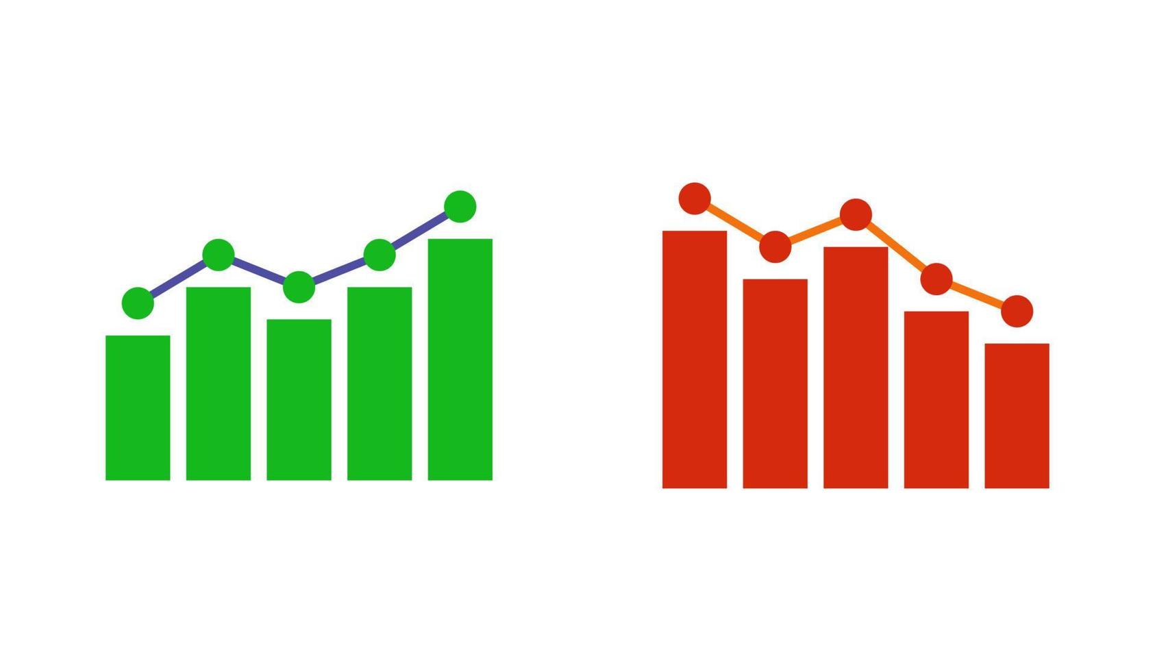 Stock market chart, Bullish and bearish market flat chart bar. vector