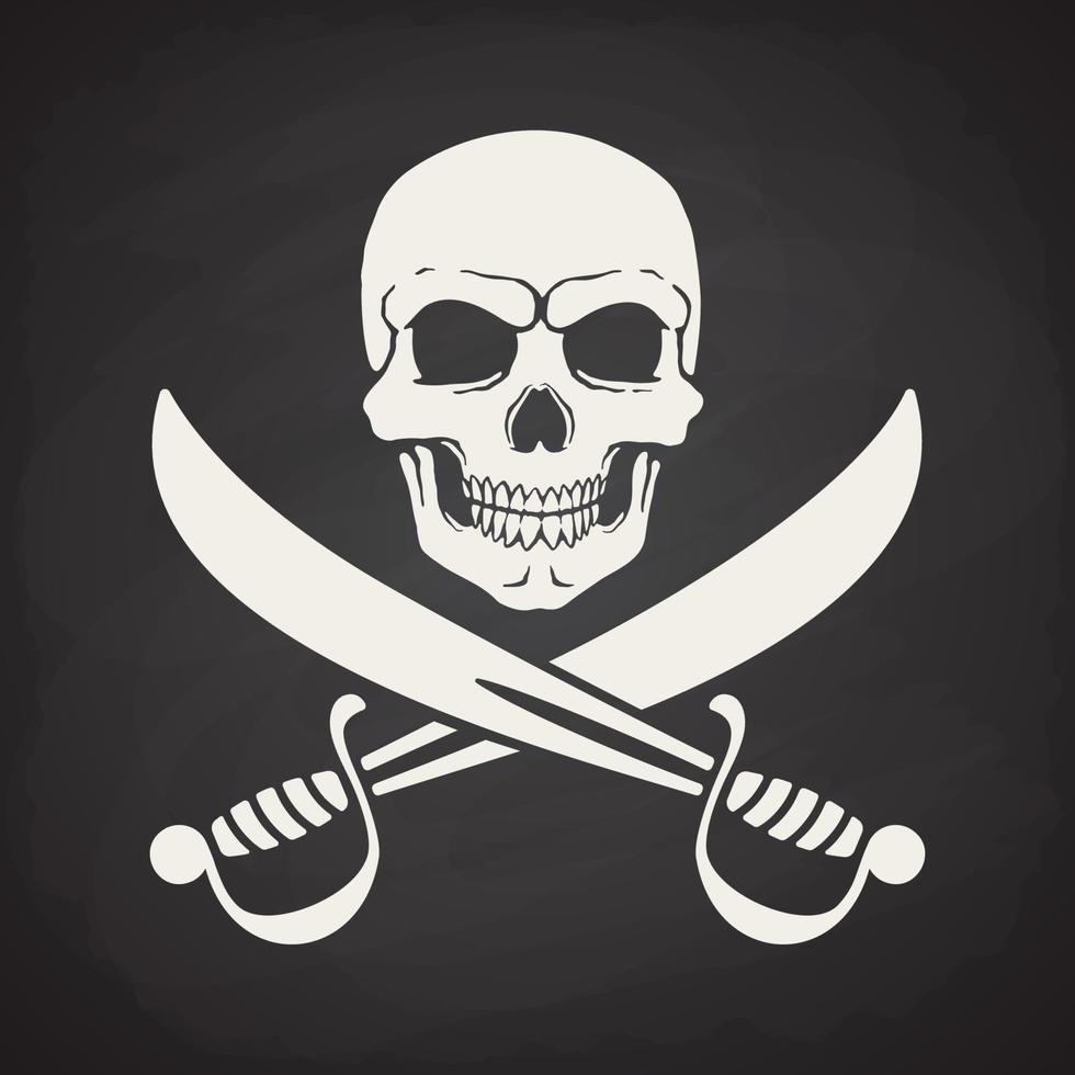 Silhouette of skull Jolly Roger with crossed sabers vector