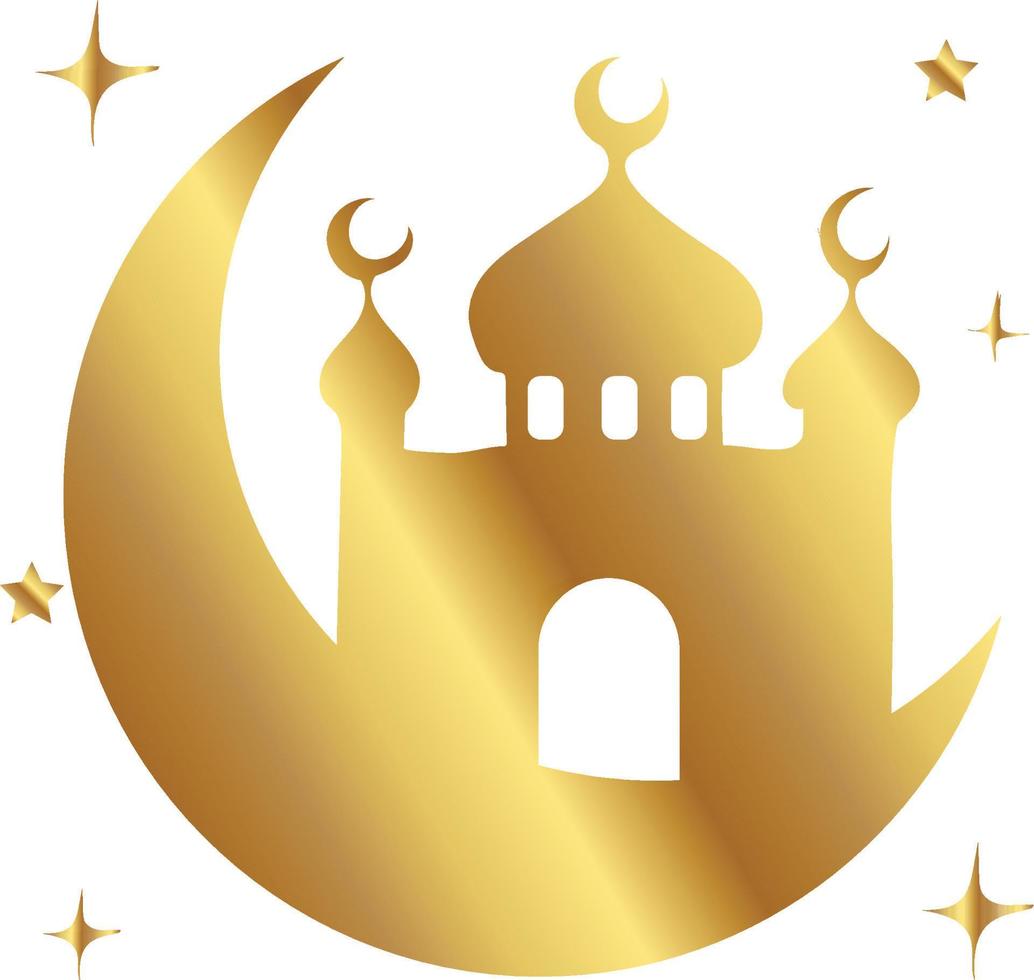 arabic islamic calligraphy. Ramadan golden with mosque vector