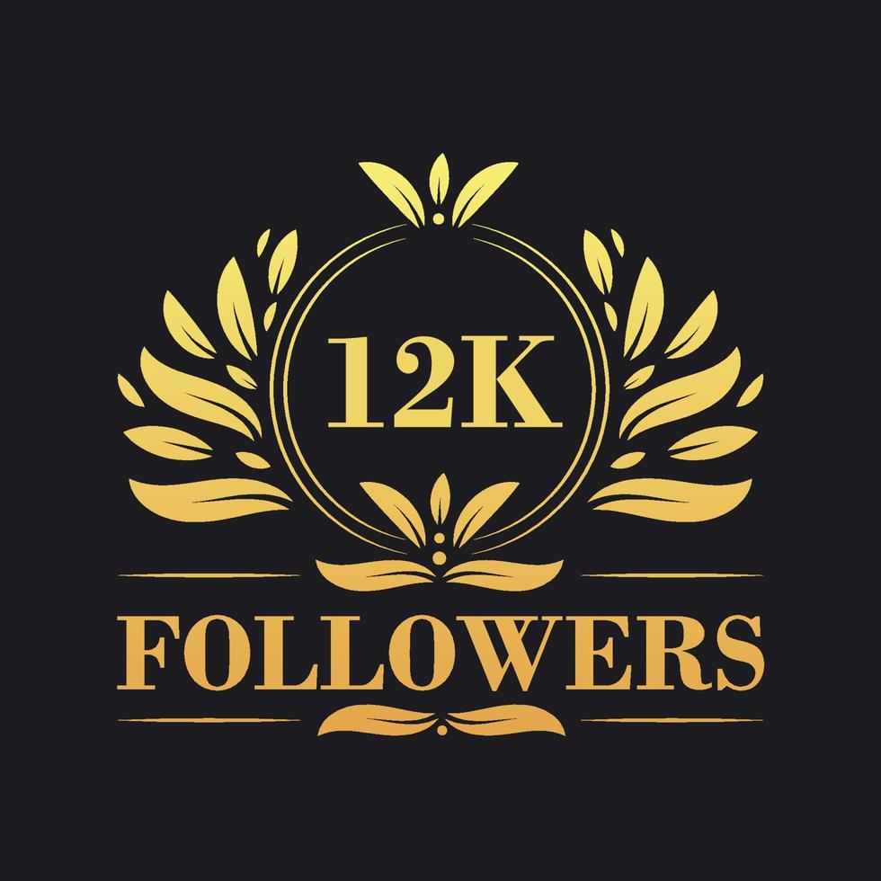 12K Followers celebration design. Luxurious 12K Followers logo for social media followers vector