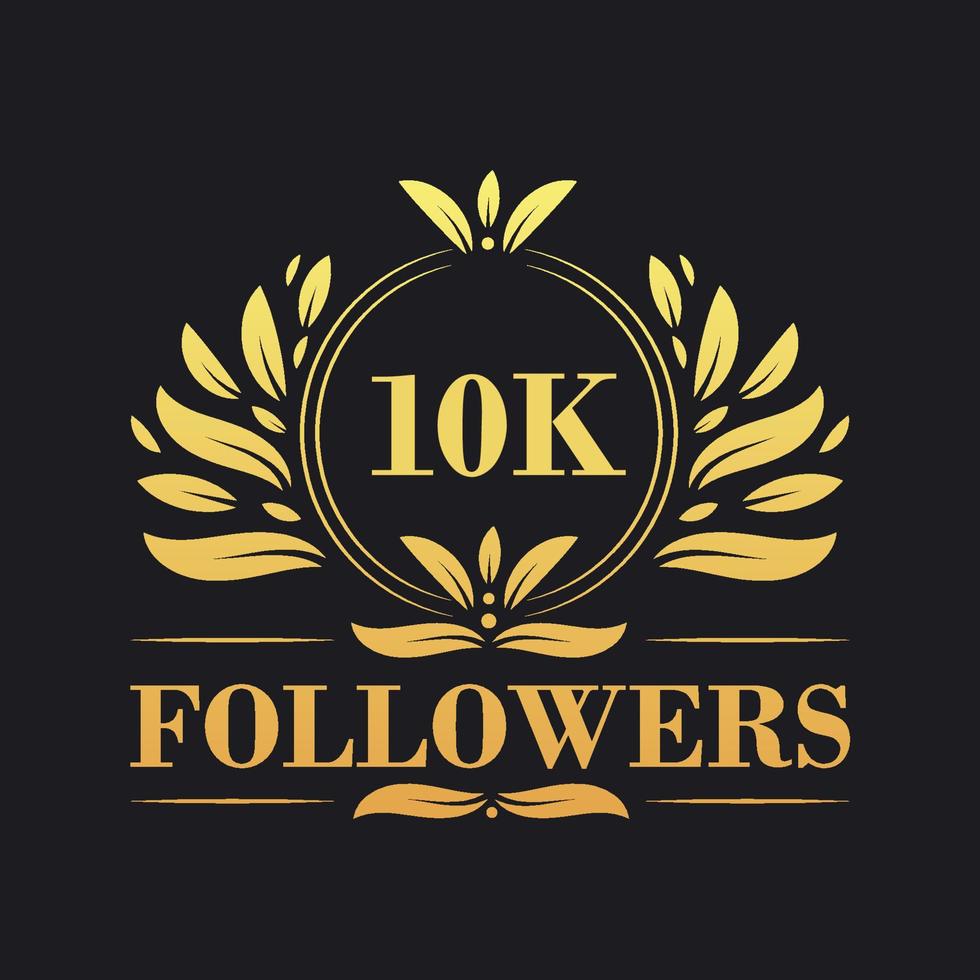 10K Followers celebration design. Luxurious 10K Followers logo for social media followers vector