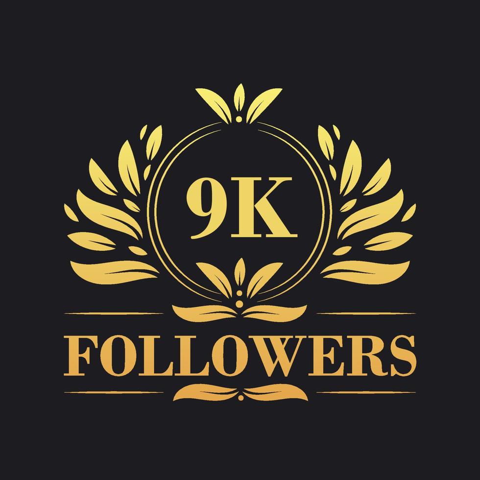 9K Followers celebration design. Luxurious 9K Followers logo for social media followers vector
