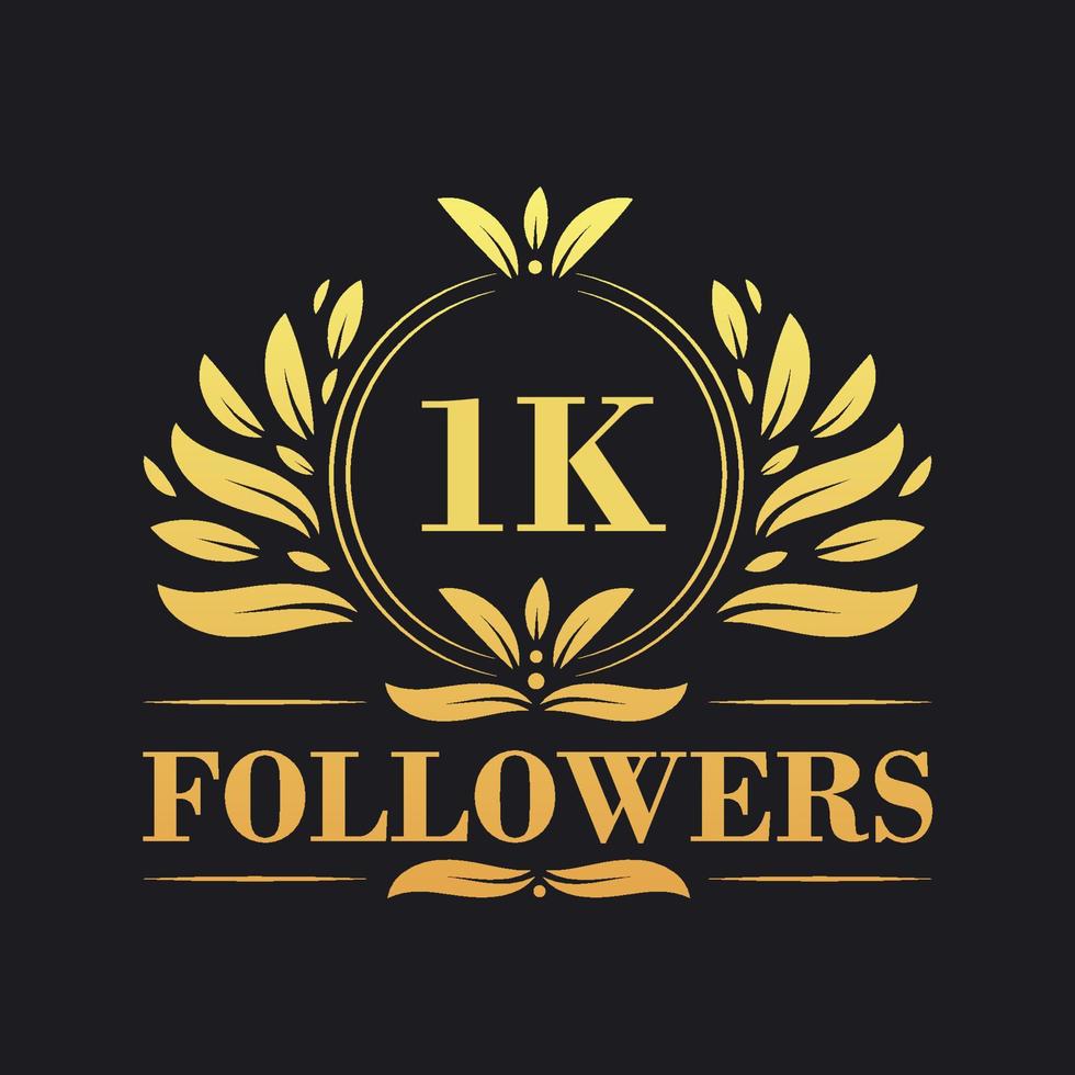 1K Followers celebration design. Luxurious 1K Followers logo for social media followers vector