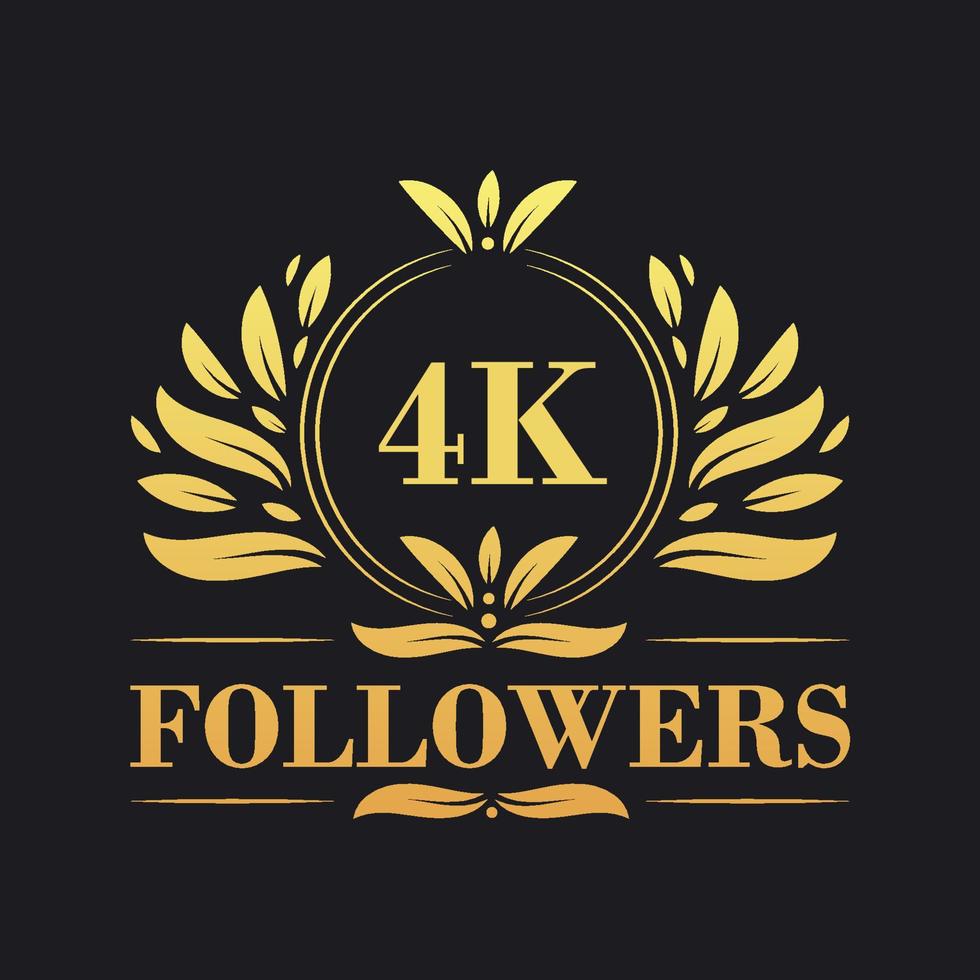 4K Followers celebration design. Luxurious 4K Followers logo for social media followers vector