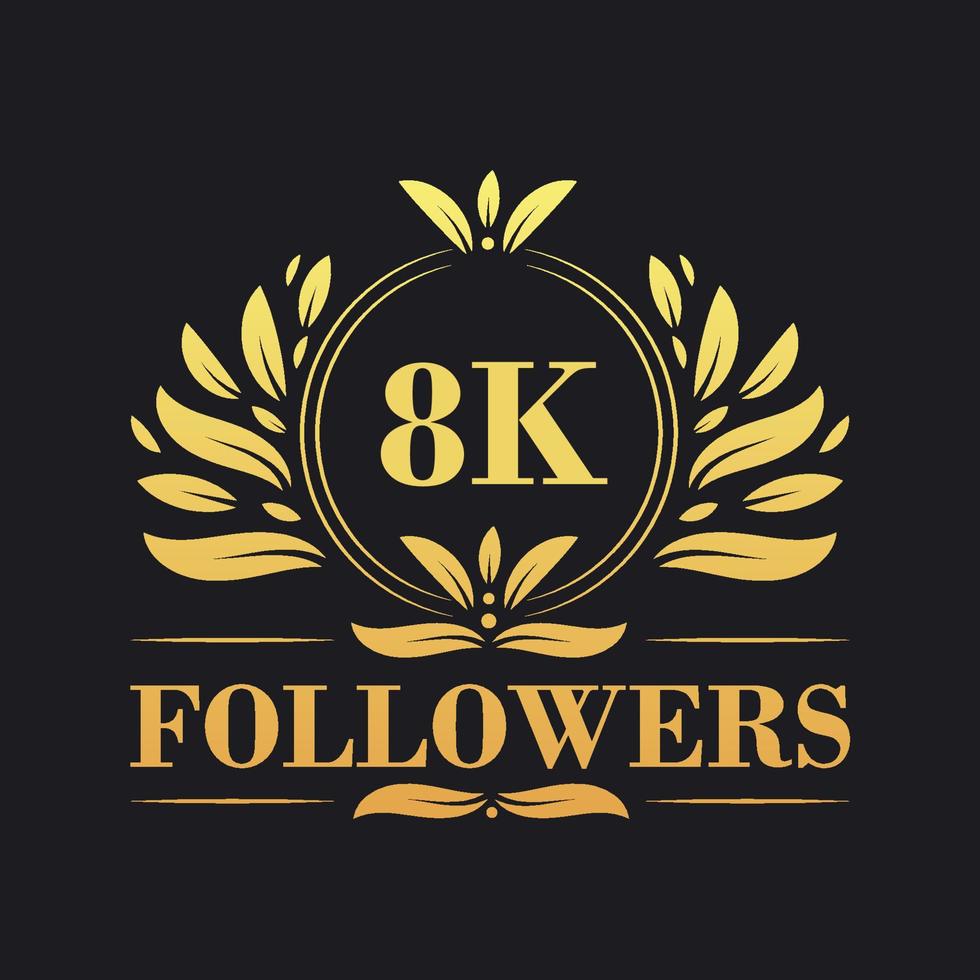 8K Followers celebration design. Luxurious 8K Followers logo for social media followers vector